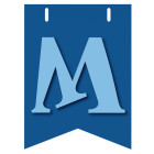 Bandiera LETTERA M in carta CELESTE - per la composizione di Festone personalizzato o composizione di NOME