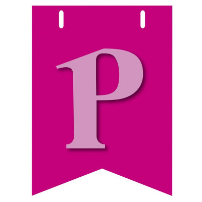 Bandiera LETTERA P in carta ROSA - per la composizione di Festone personalizzato o composizione di NOME