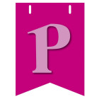 Bandiera LETTERA P in carta ROSA - per la composizione di Festone personalizzato o composizione di NOME