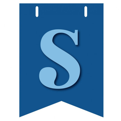 Bandiera LETTERA S in carta CELESTE - per la composizione di Festone personalizzato o composizione di NOME