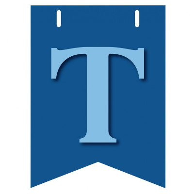 Bandiera LETTERA T in carta CELESTE - per la composizione di Festone personalizzato o composizione di NOME