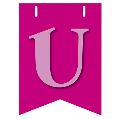 Bandiera LETTERA U in carta ROSA - per la composizione di Festone personalizzato o composizione di NOME