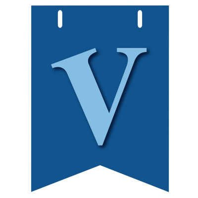 Bandiera LETTERA V in carta CELESTE - per la composizione di Festone personalizzato o composizione di NOME