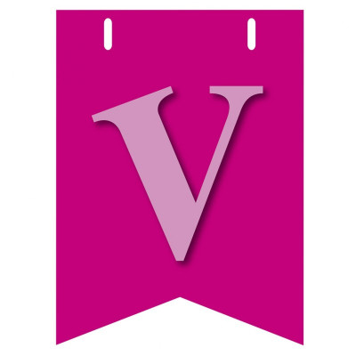 Bandiera LETTERA V in carta ROSA - per la composizione di Festone personalizzato o composizione di NOME