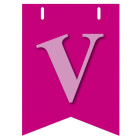 Bandiera LETTERA V in carta ROSA - per la composizione di Festone personalizzato o composizione di NOME