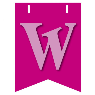 Bandiera LETTERA W in carta ROSA - per la composizione di Festone personalizzato o composizione di NOME