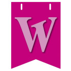 Bandiera LETTERA W in carta ROSA - per la composizione di Festone personalizzato o composizione di NOME