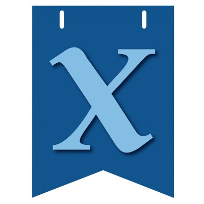 Bandiera LETTERA X in carta CELESTE - per la composizione di Festone personalizzato o composizione di NOME
