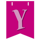 Bandiera LETTERA Y in carta ROSA - per la composizione di Festone personalizzato o composizione di NOME