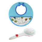 Bavaglino sonaglio CELESTE in zucchero per torta nascita battesimo 1 compleanno