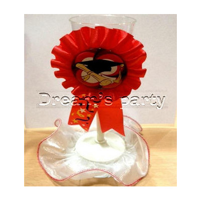 BICCHIERE CON COCCARDA LAUREA H. 19CM