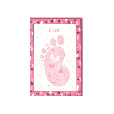 Biglietto di Auguri Nascita Bimba Rosa