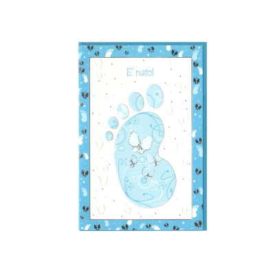 Biglietto di Auguri Nascita Bimbo Celeste