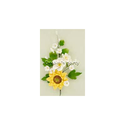 BOUQUET GIRASOLE  CON FIORI BIANCHI H 20CM