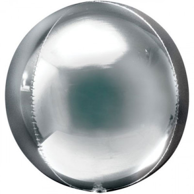 BUBBLES palloncino ORBZ ARGENTO 16"/40cm - pallone sfera - fornito sgonfio