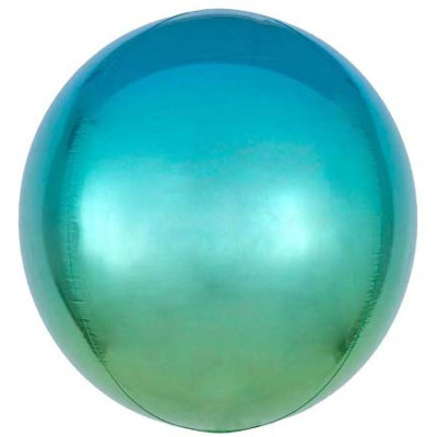 BUBBLES palloncino ORBZ VERDE/CELESTE 16"/40cm - pallone sfera - fornito sgonfio