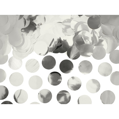 Busta CORIANDOLI in foil ARGENTO - 15gr dischetti metallizzati decorazione tavolo