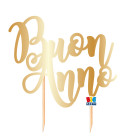 Cake Topper in carta BUON ANNO oro decorazione torte dolci capodanno 20cm