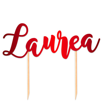 Cake Topper in carta LAUREA Rosso per il LAUREATO o LAUREATA decorazione torte