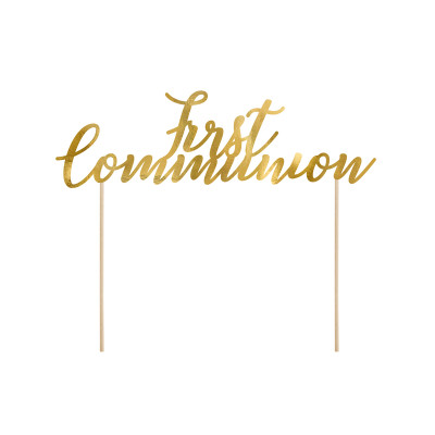Cake Topper in carta scritta  First Communion ORO decorazione torte dolci 21cm