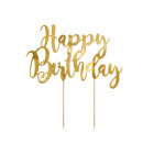 Cake Topper in carta scritta Happy Birthday Oro Lucido - decorazione torte dolci