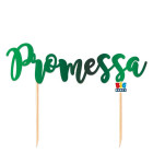 Cake Topper in carta scritta PROMESSA Verde decorazione torte dolci 20x15cm