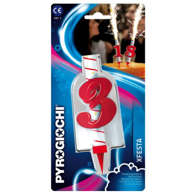 Candela Fiaccola Fontana per Torta numero 3