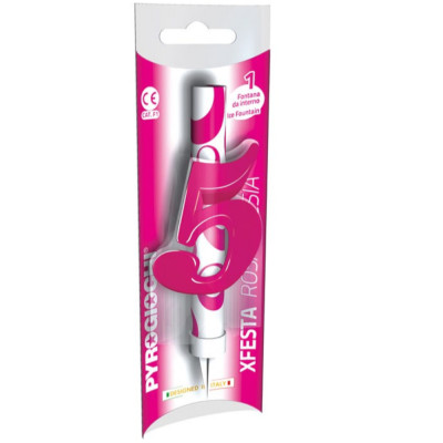 Candela Fiaccola Numero 5 anni ROSA FUCSIA Fontana Magic Flambè per Torta