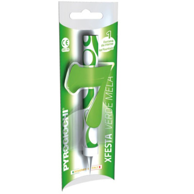 Candela Fiaccola Numero 7 anni Verde Fontana Magic Flambè per Torta