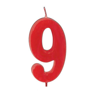 Candela numerale rossa per TORTE e DOLCI (9 nove)