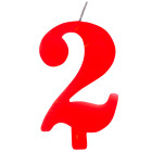 CANDELA numero 2 ROSSO per torta - candelina SCINTILLANTE numerale per dolci