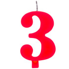 CANDELA numero 3 ROSSO per torta - candelina SCINTILLANTE numerale per dolci