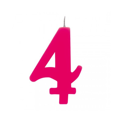 CANDELA numero 4 FUCSIA per torta - candelina SCINTILLANTE numerale per dolci
