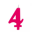 CANDELA numero 4 FUCSIA per torta - candelina SCINTILLANTE numerale per dolci