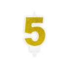 CANDELA numero 5 Oro GLITTER per torta - candelina in cera numerale per dolci