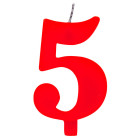 CANDELA numero 5 ROSSO per torta - candelina SCINTILLANTE numerale per dolci