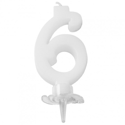 CANDELA numero 6 BIANCA per torta - candelina numerale per torte e dolci