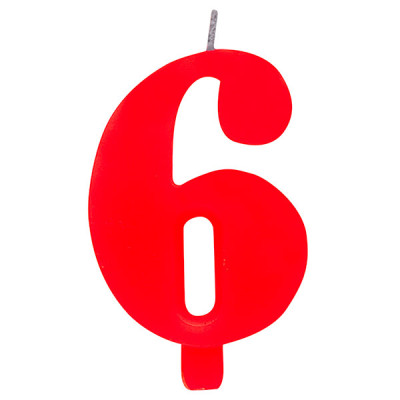 CANDELA numero 6 ROSSO per torta - candelina SCINTILLANTE numerale per dolci