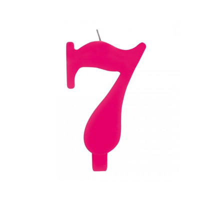 CANDELA numero 7  FUCSIA per torta - candelina SCINTILLANTE numerale per dolci