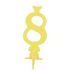 CANDELA numero 8 GIALLO Chiaro per torta - candelina in cera numerale per dolci