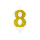 CANDELA numero 8 Oro GLITTER per torta - candelina in cera numerale per dolci