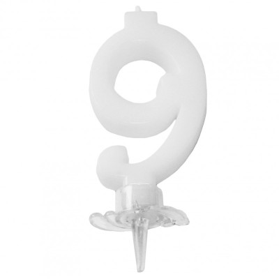 CANDELA numero 9 BIANCA per torta - candelina numerale per torte e dolci