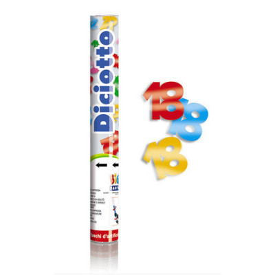 Cannone SPARACORIANDOLI 18 ANNI METAL - Tubo lancia coriandoli 30cm