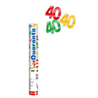 Cannone SPARACORIANDOLI 40 ANNI METAL - Tubo lancia coriandoli 30cm