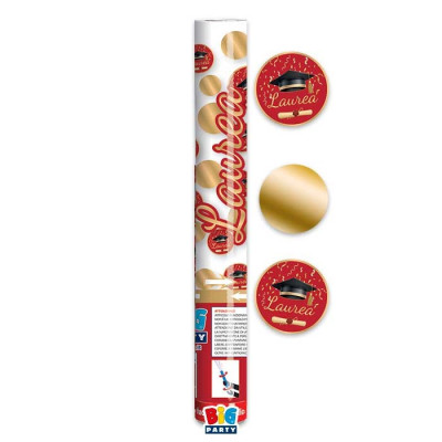 Cannone SPARACORIANDOLI LAUREA Rossi e Oro - Tubo lancia coriandoli 30cm