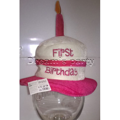 CAPPELLO 1° COMPLEANNO ROSA
