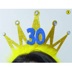 Cerchietto Frontino 30 Anni Corona Coroncina Oro Happy Birthday BUON COMPLEANNO