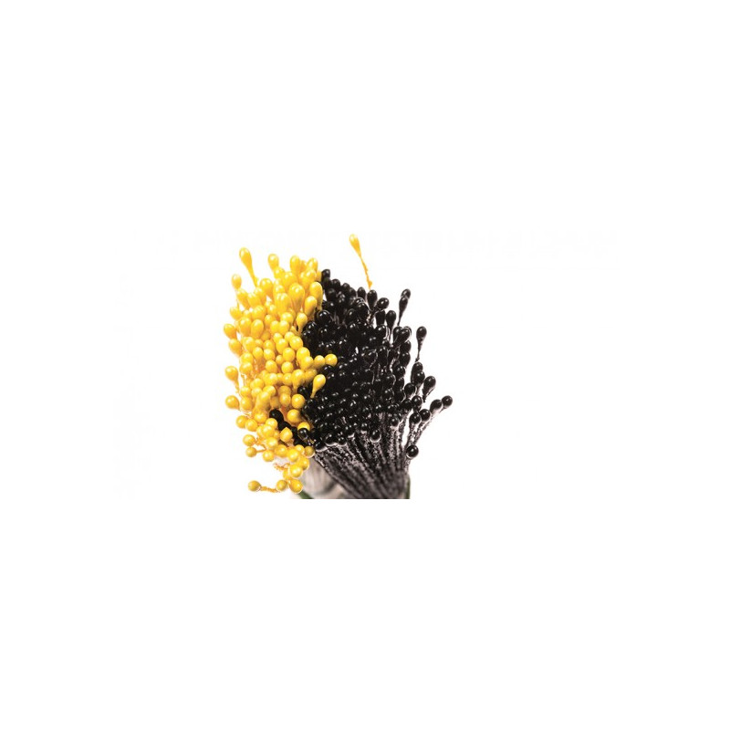 Confezione 288 Pistilli per Fiori, Giallo Perlato / Nero Perlato