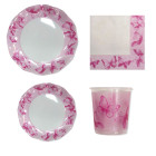 Coordinato feste tavola FARFALLE PINK -  piatti bicchieri tovaglioli