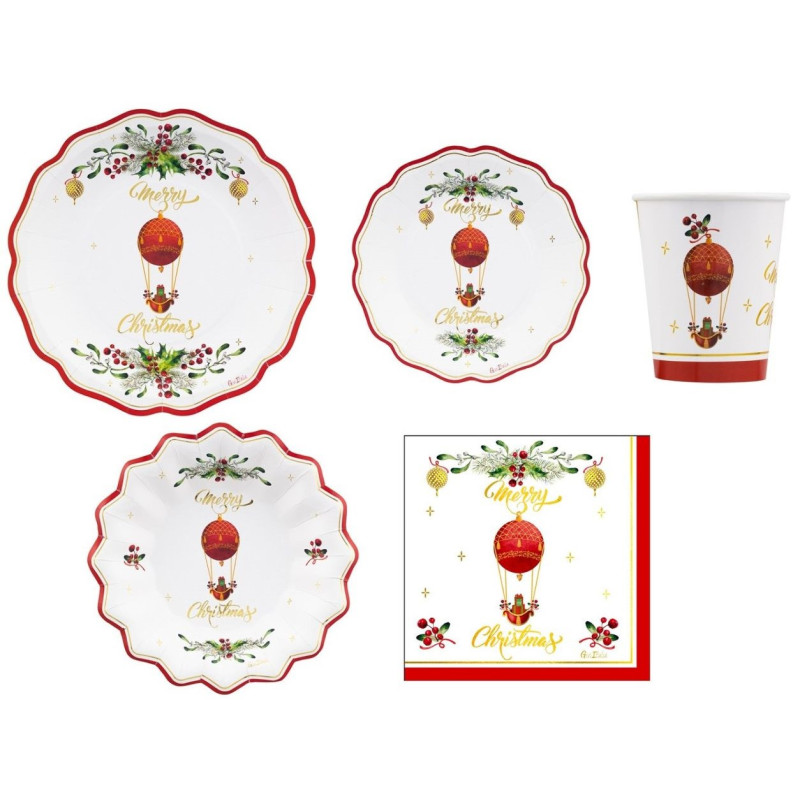 48 pz coordinato NATALE Christmas in the air piatti bicchieri tovaglioli addobbo tavola
